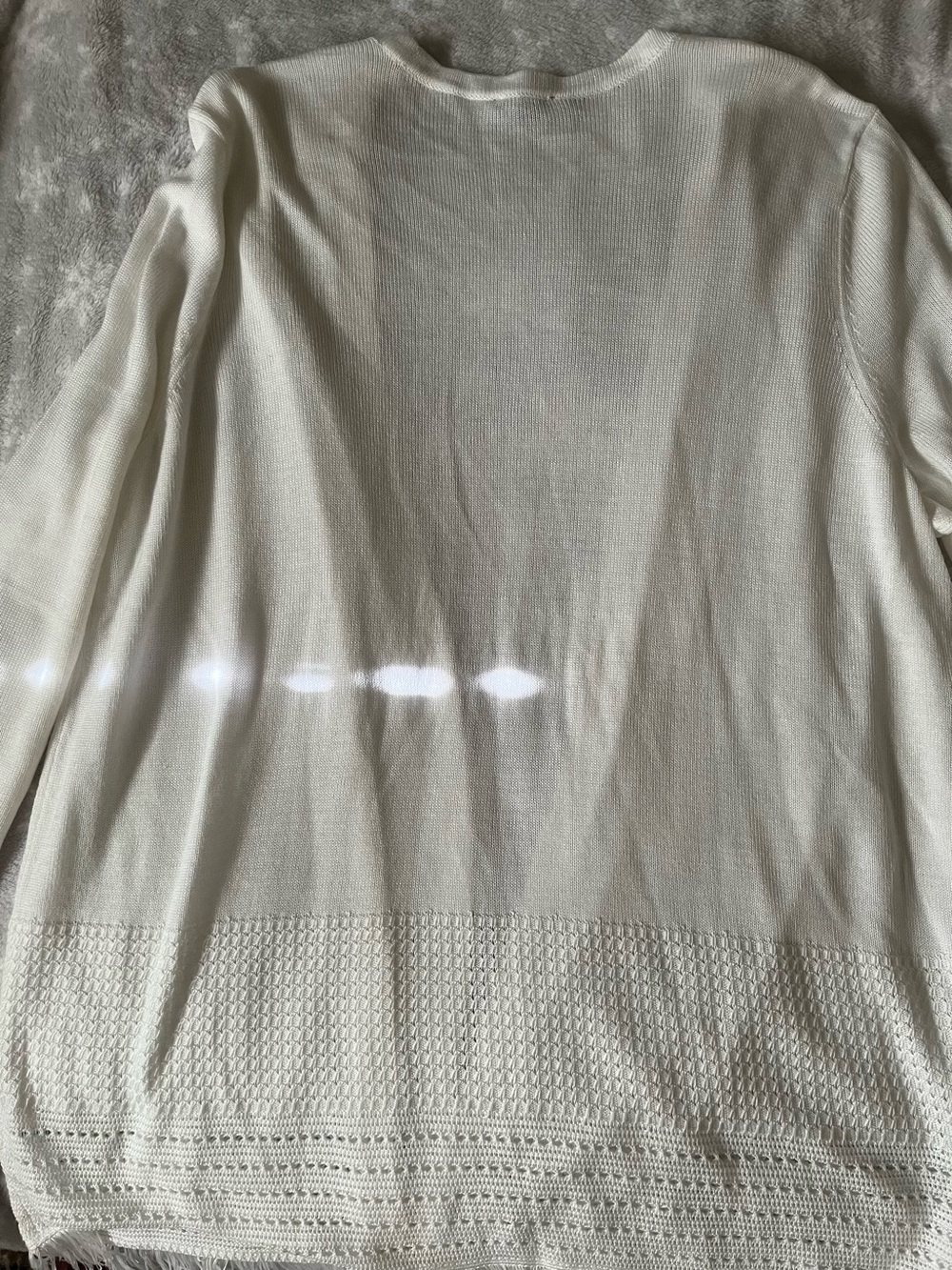 Talbots Cream Open-Front Fringe Hem Cardigan - Picture 7 of 8